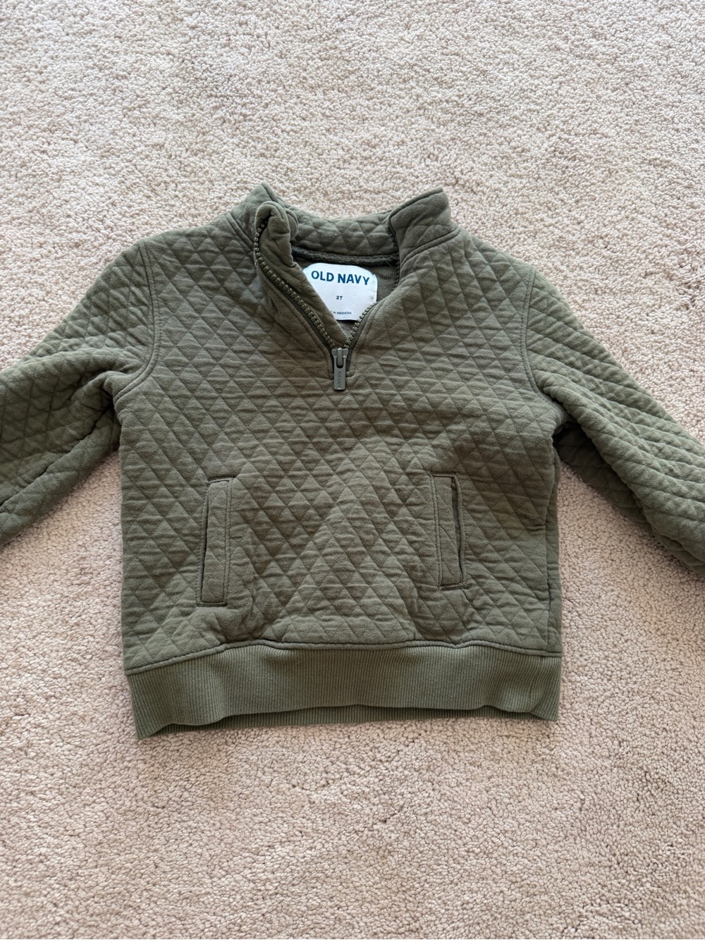 Old Navy Olive Quilted Half-Zip Pullover for Kids